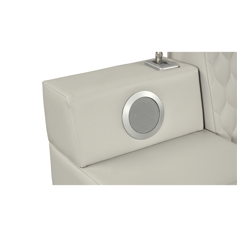 Pemberly Row Smart Multifunctional Queen Size Bed Made with Wood in Beige Color