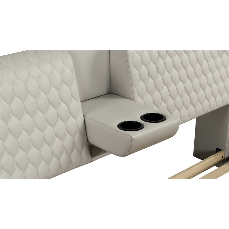 Pemberly Row Smart Multifunctional Queen Size Bed Made with Wood in Beige Color