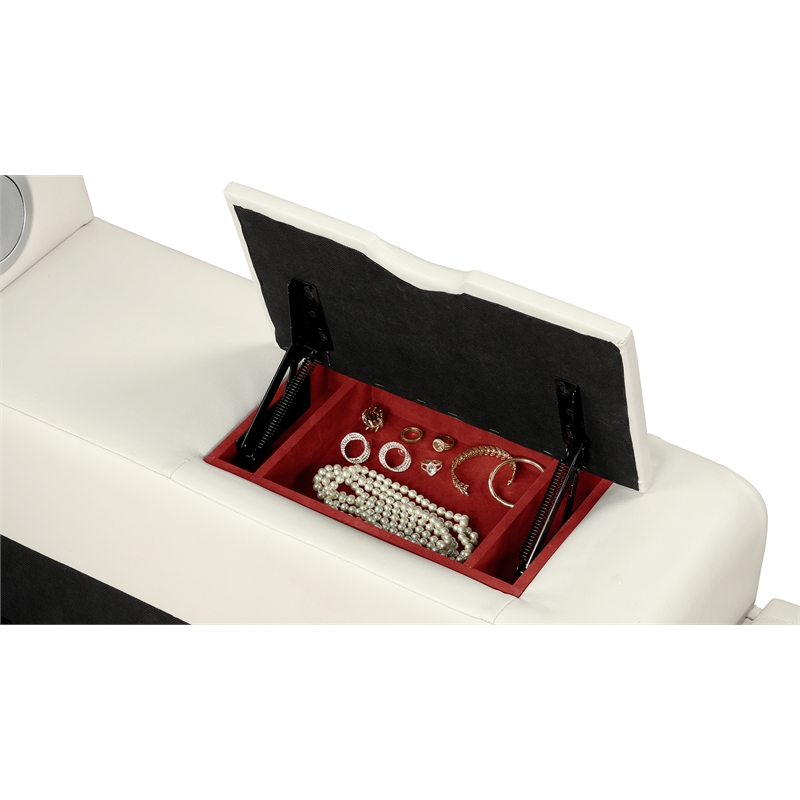 Pemberly Row Smart Multifunctional Queen Size Bed Made with Wood in Beige Color