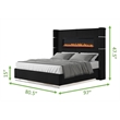 Pemberly Row Upholstery Wood King Bed with Ambient lighting in Black Velvet