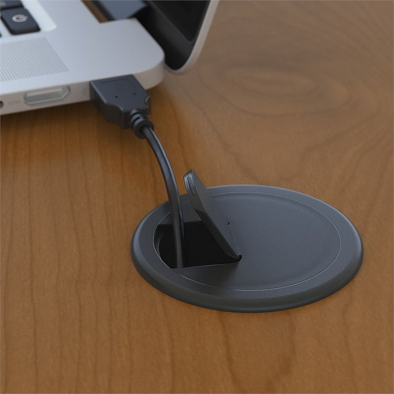 Pemberly Row Engineered Wood 72W x 24D Office Desk with Drawers - Natural Cherry