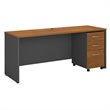 Pemberly Row Engineered Wood 72W x 24D Office Desk with Drawers - Natural Cherry