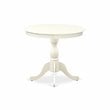 Pemberly Row Antique Wood Dining Table with Pedestal Legs in White