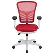 Pemberly Row Mid Back Executive Mesh Office Swivel Chair in Red and White