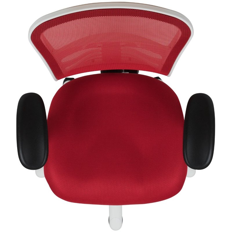 Pemberly Row Mid Back Executive Mesh Office Swivel Chair in Red and White
