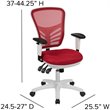 Pemberly Row Mid Back Executive Mesh Office Swivel Chair in Red and White