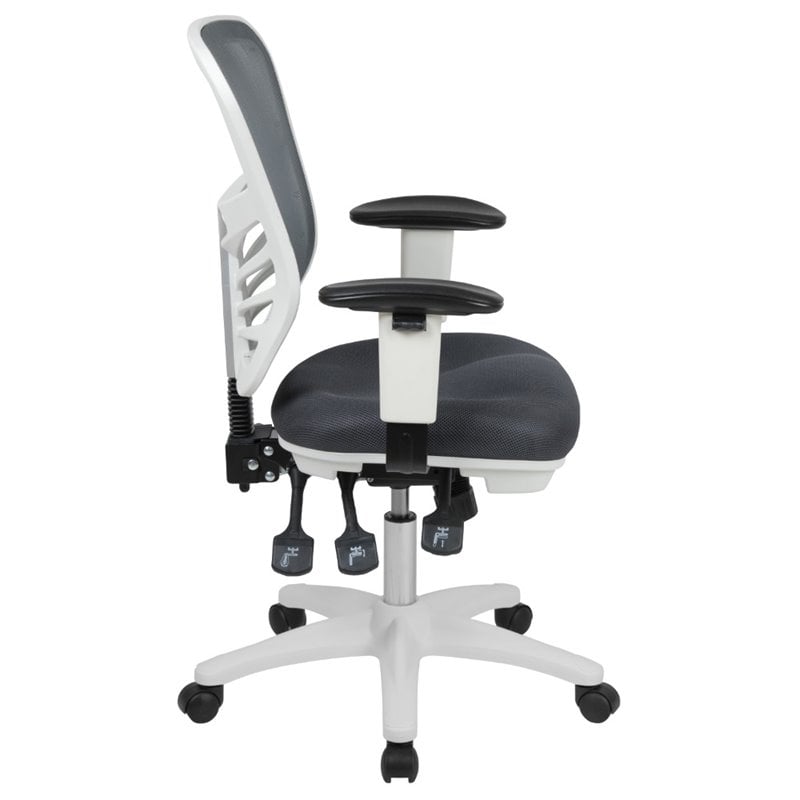 Pemberly Row Mid Back Executive Mesh Office Swivel Chair in Gray and White