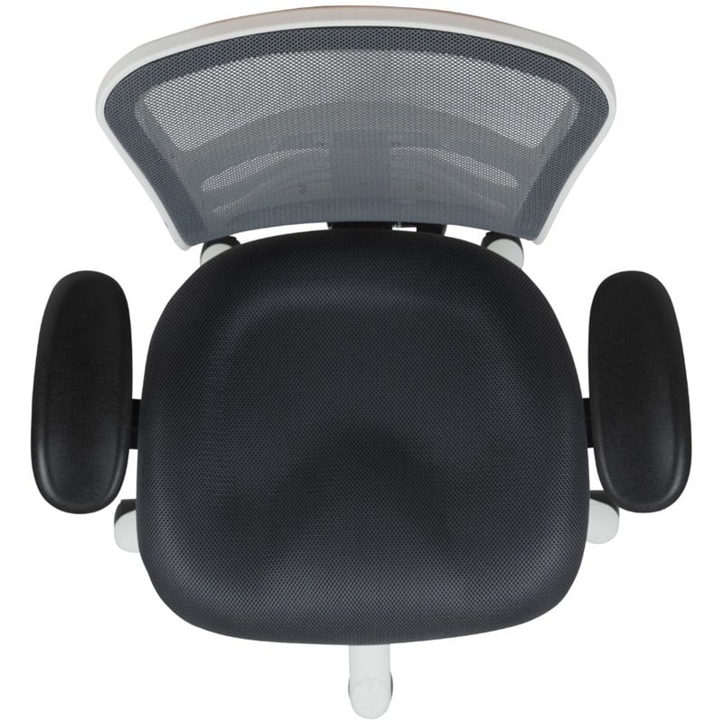 Pemberly Row Mid Back Executive Mesh Office Swivel Chair in Gray and White