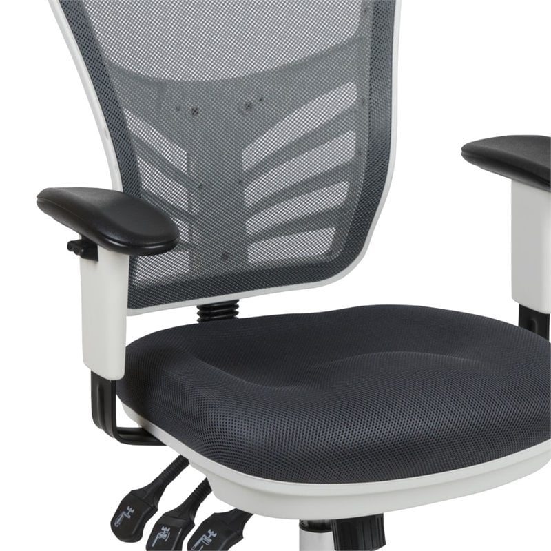 Pemberly Row Mid Back Executive Mesh Office Swivel Chair in Gray and White
