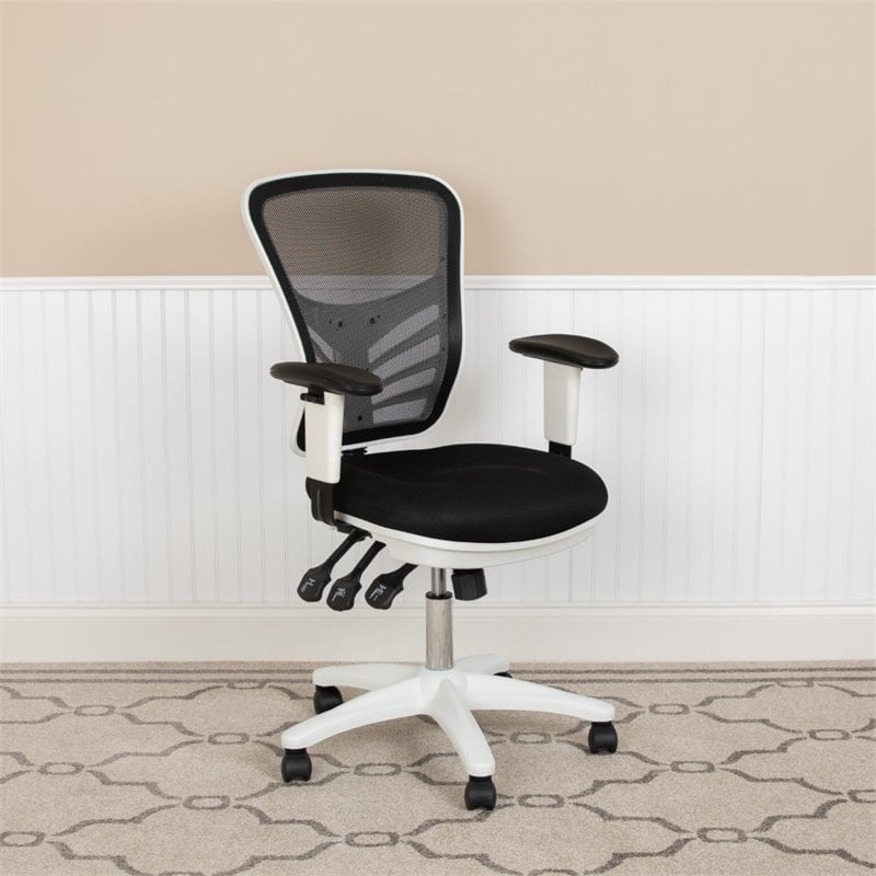 Pemberly Row Mid Back Executive Mesh Office Swivel Chair in Black and White