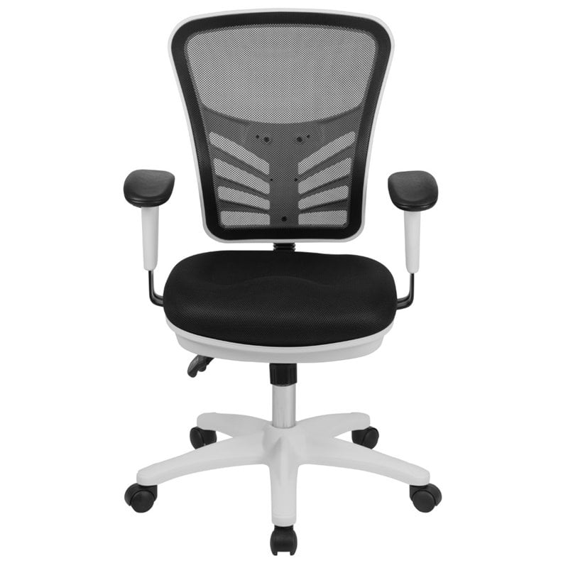 Pemberly Row Mid Back Executive Mesh Office Swivel Chair in Black and White