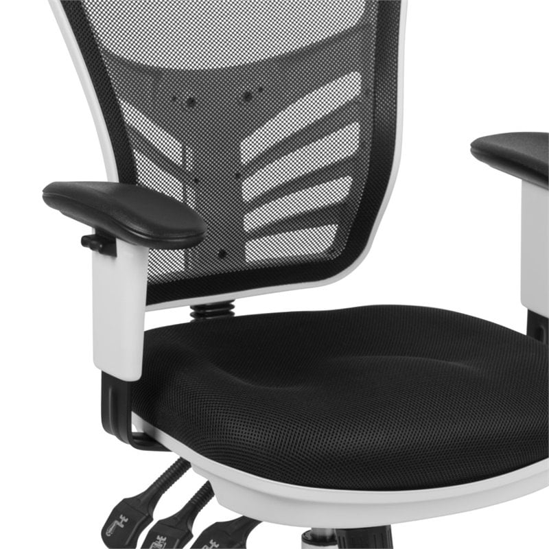 Pemberly Row Mid Back Executive Mesh Office Swivel Chair in Black and White