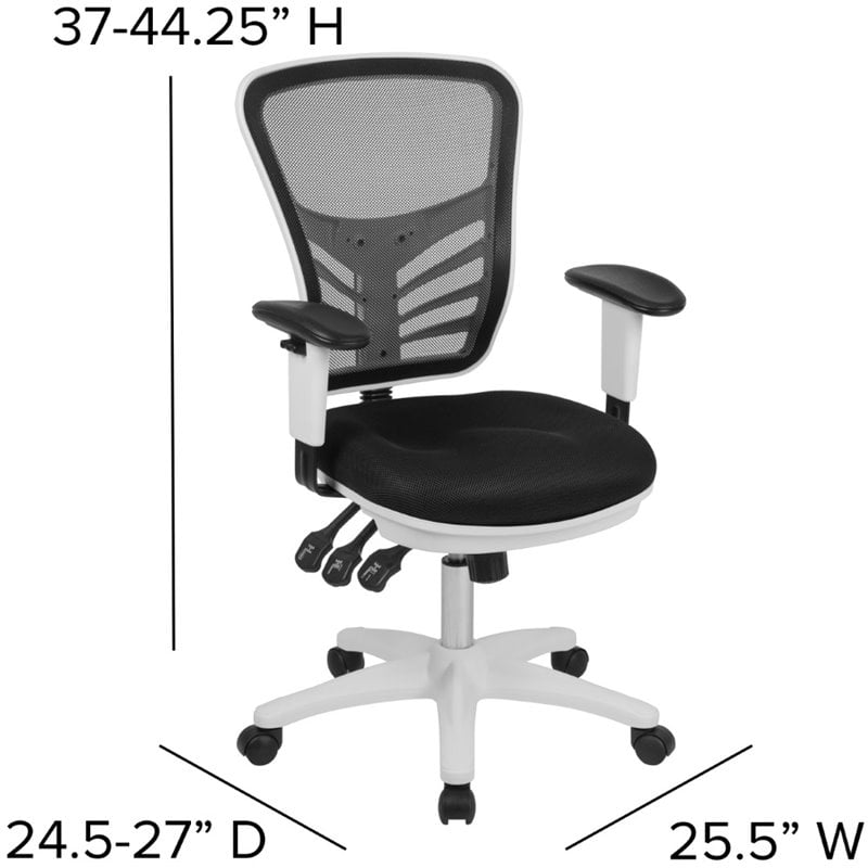 Pemberly Row Mid Back Executive Mesh Office Swivel Chair in Black and White
