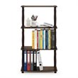 Pemberly Row Turn-N-Tube Engineered Wood 4-Tier Shelf Display Rack in Walnut