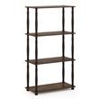 Pemberly Row Turn-N-Tube Engineered Wood 4-Tier Shelf Display Rack in Walnut