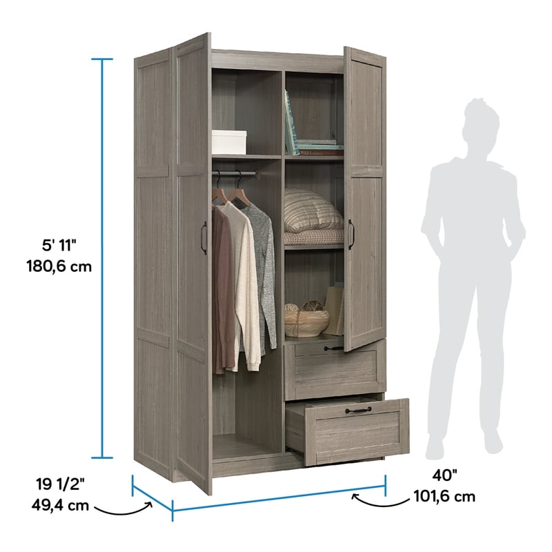 Pemberly Row Engineered Wood Storage Cabinet in Silver Sycamore