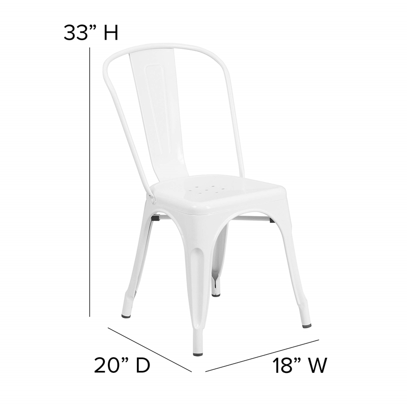Pemberly Row Modern Metal Stackable Dining Side Chair in White