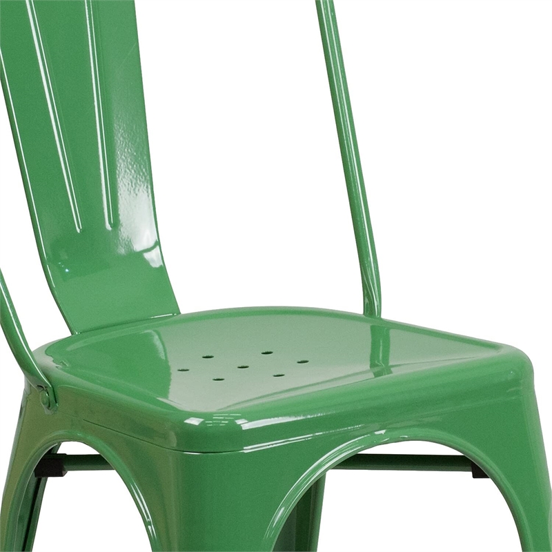 Pemberly Row Modern Stackable Metal Dining Side Chair in Green