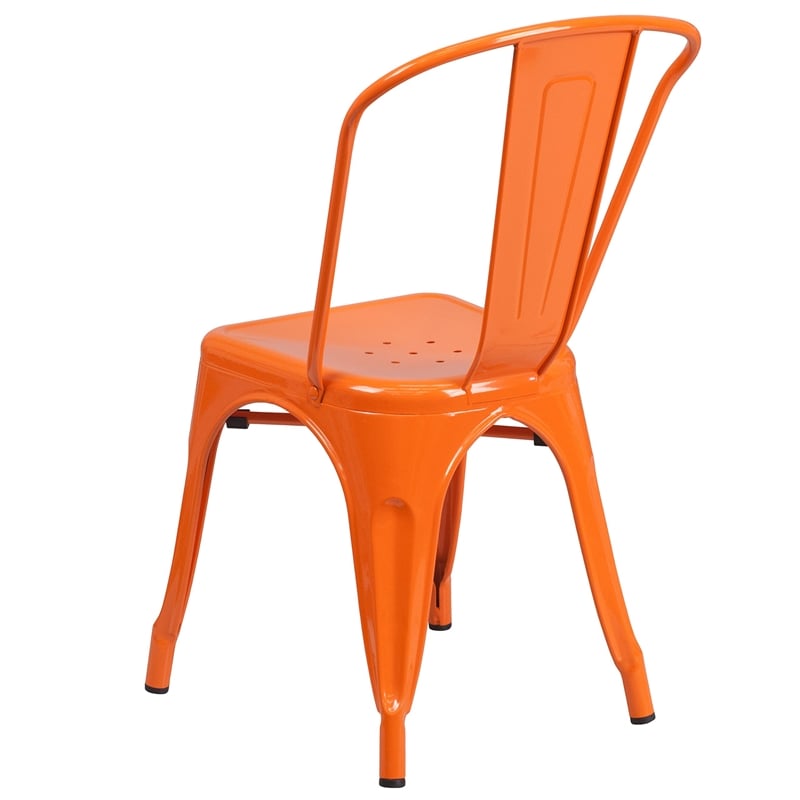 Pemberly Row Modern Metal Stackable Dining Side Chair in Orange