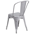 Pemberly Row Modern Metal Stackable Dining Side Chair in Silver