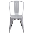 Pemberly Row Modern Metal Stackable Dining Side Chair in Silver