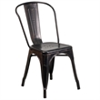 Pemberly Row Metal Stackable Dining Side Chair in Black and Antique Gold