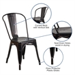 Pemberly Row Metal Stackable Dining Side Chair in Black and Antique Gold