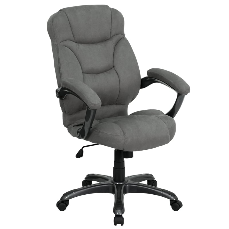 Pemberly Row High Back Gray Microfiber Upholstered Office Chair