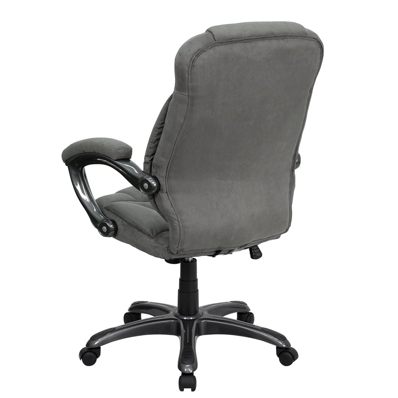 Pemberly Row High Back Gray Microfiber Upholstered Office Chair
