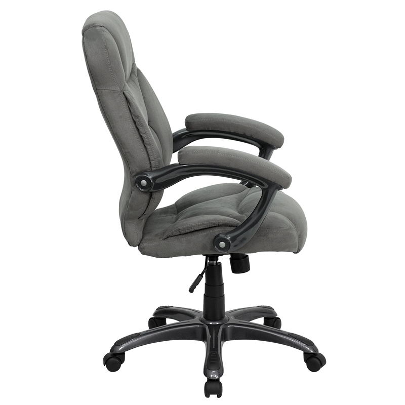 Pemberly Row High Back Gray Microfiber Upholstered Office Chair