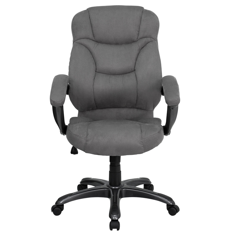 Pemberly Row High Back Gray Microfiber Upholstered Office Chair