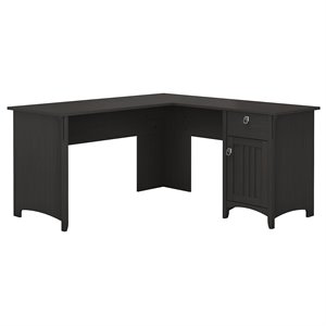 Pemberly Row L Shaped Desk with Storage in Vintage Black - Engineered Wood