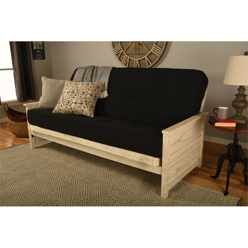 Pemberly Row Coil Hinged Full-size Futon Mattress in Black-Frame Not Included