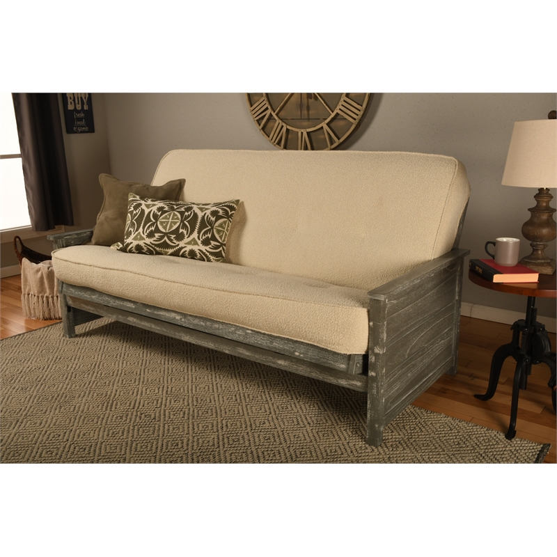 Pemberly Row Coil Hinged Full-size Futon Mattress in Cream-Frame Not Included
