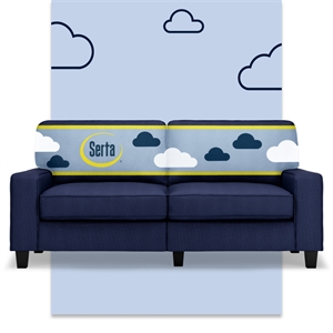 Pemberly Row 73&quot Track Arm Sofa with Removable Covers Navy Blue