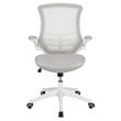 Pemberly Row Mid Back Mesh Office Swivel Chair in Light Gray and White