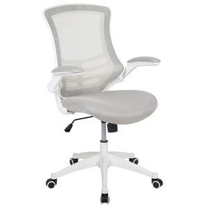 Pemberly Row Mid Back Mesh Office Swivel Chair in Light Gray and White
