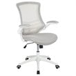Pemberly Row Mid Back Mesh Office Swivel Chair in Light Gray and White