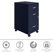 Pemberly Row 18in 3 Drawer Metal Mobile Filing Cabinet Ball Bearing Slide Navy