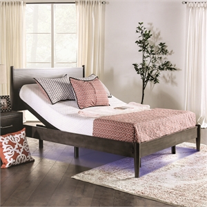 Pemberly Row Metal Cal King Adjustable Bed Base with USB in Black