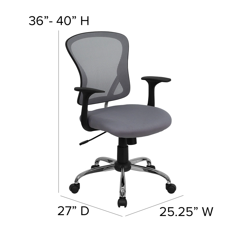 Pemberly Row Contemporary Mid Back Mesh Office Chair in Gray