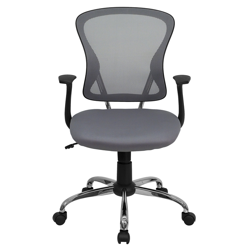 Pemberly Row Contemporary Mid Back Mesh Office Chair in Gray