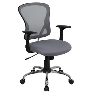 Pemberly Row Contemporary Mid Back Mesh Office Chair in Gray