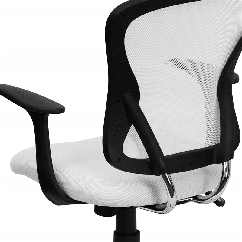 Pemberly Row Contemporary Mid Back Mesh Office Chair in White