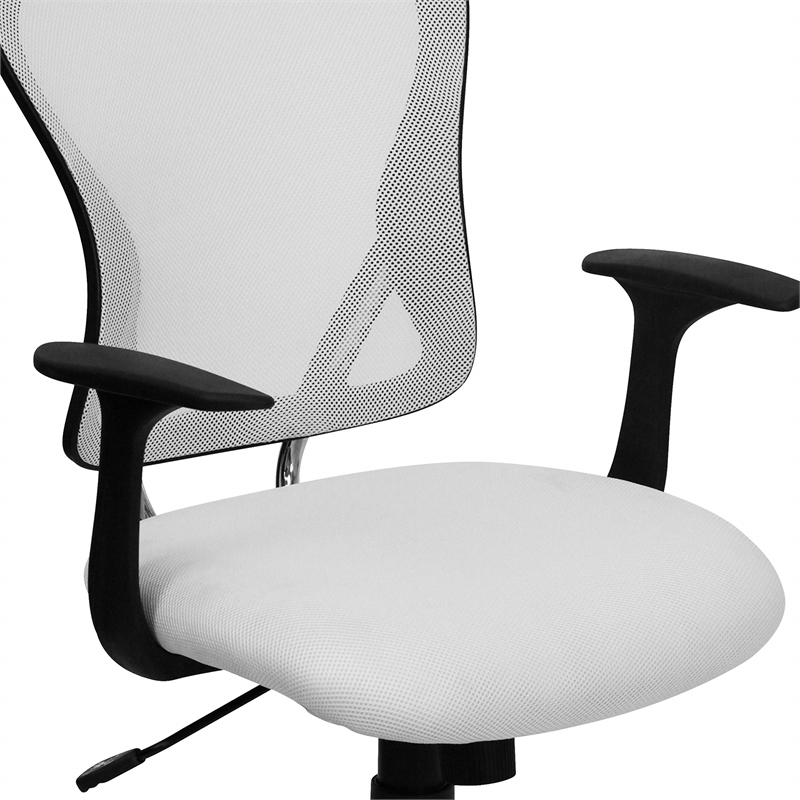 Pemberly Row Contemporary Mid Back Mesh Office Chair in White
