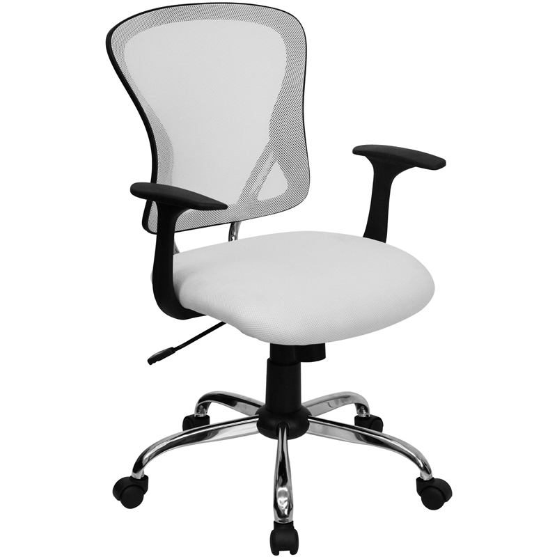 Pemberly Row Contemporary Mid Back Mesh Office Chair in White