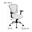 Pemberly Row Contemporary Mid Back Mesh Office Chair in White