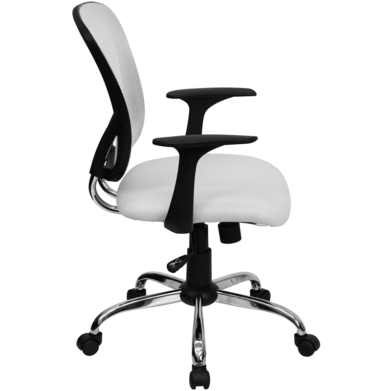 Pemberly Row Contemporary Mid Back Mesh Office Chair in White