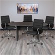 Pemberly Row 5 Piece Wood Oval Conference Table Set in Gray and Black