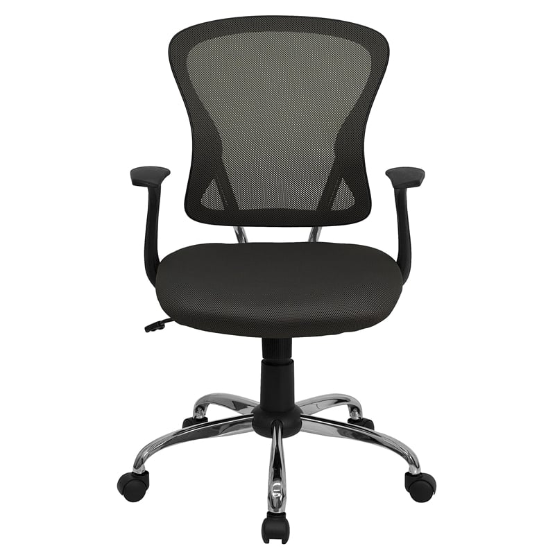 Pemberly Row Contemporary Mid Back Mesh Office Chair in Dark Gray